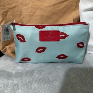 Kate Spade/Clinic Red and Blue Lip Print pouch